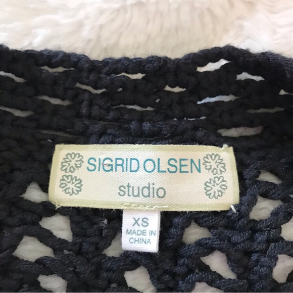 Sigrid Olsen Studio Black Open Knit Sweater Size XS - Picture 8 of 10